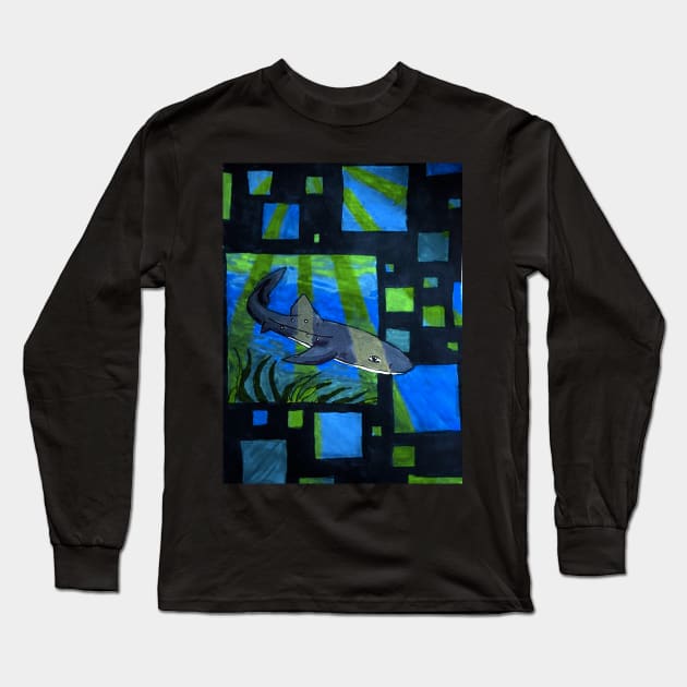 Dogfish Shark- Graphic Illustration Edit Long Sleeve T-Shirt by Animal Surrealism